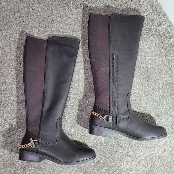 SOLD Nautica Brown Wide Calf Leather Boots Size 7W - Picture 6 of 10